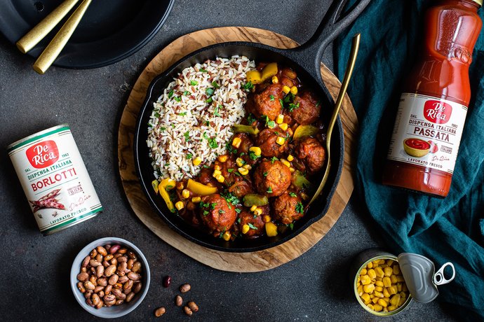 Chili di polpette con fagioli borlotti