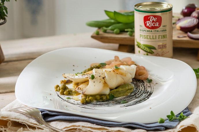 Seppia, piselli e cipolla