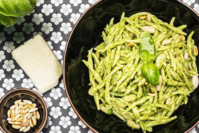 Trofie con pesto e cannellini