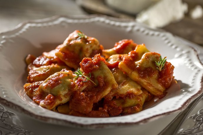 Ravioli di magro al sugo di pomodoro