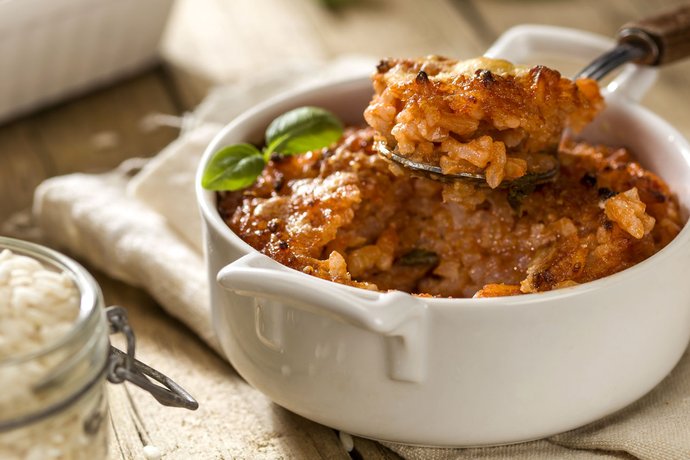 Rice timballo with tomato