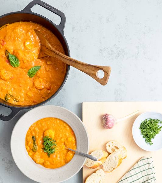 Tomato Shrimp Coconut Spiced Casserole
