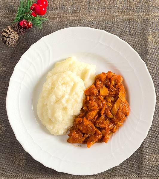 Baccalà in umido alla veneta con polenta