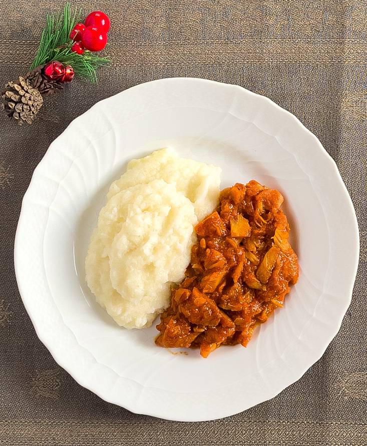 Baccalà in umido alla veneta con polenta