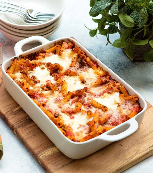 Baked Ziti With Sausage And Cheesy Pockets