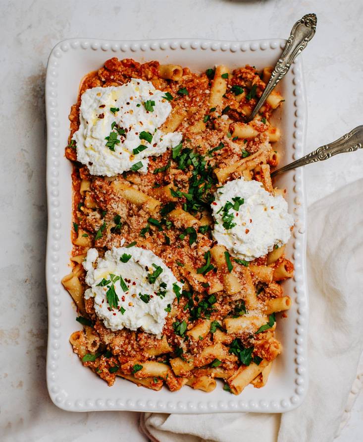 Blush Chicken Pasta with Whipped Ricotta
