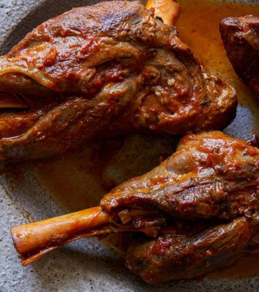 Braised Lamb Shanks over Creamy Mashed Potatoes