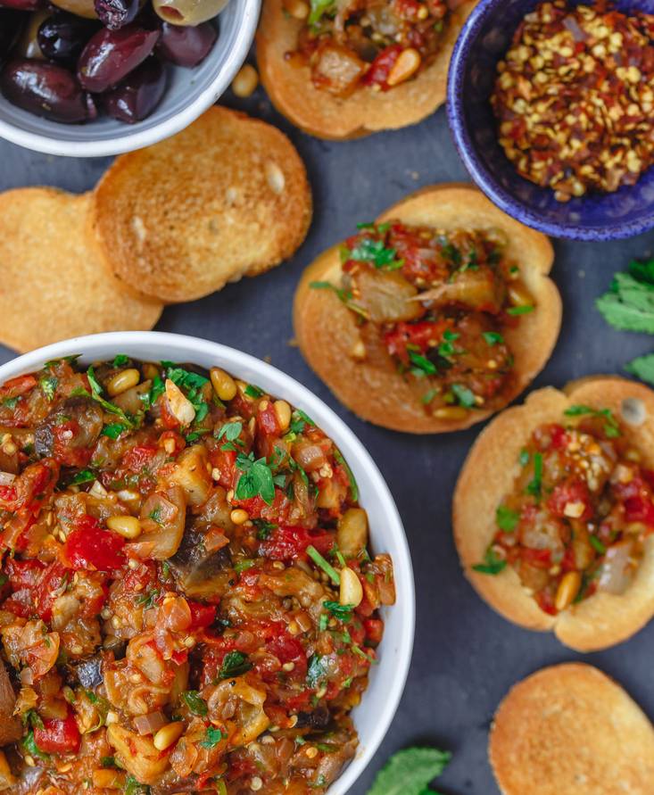 Roasted Eggplant Bruschetta