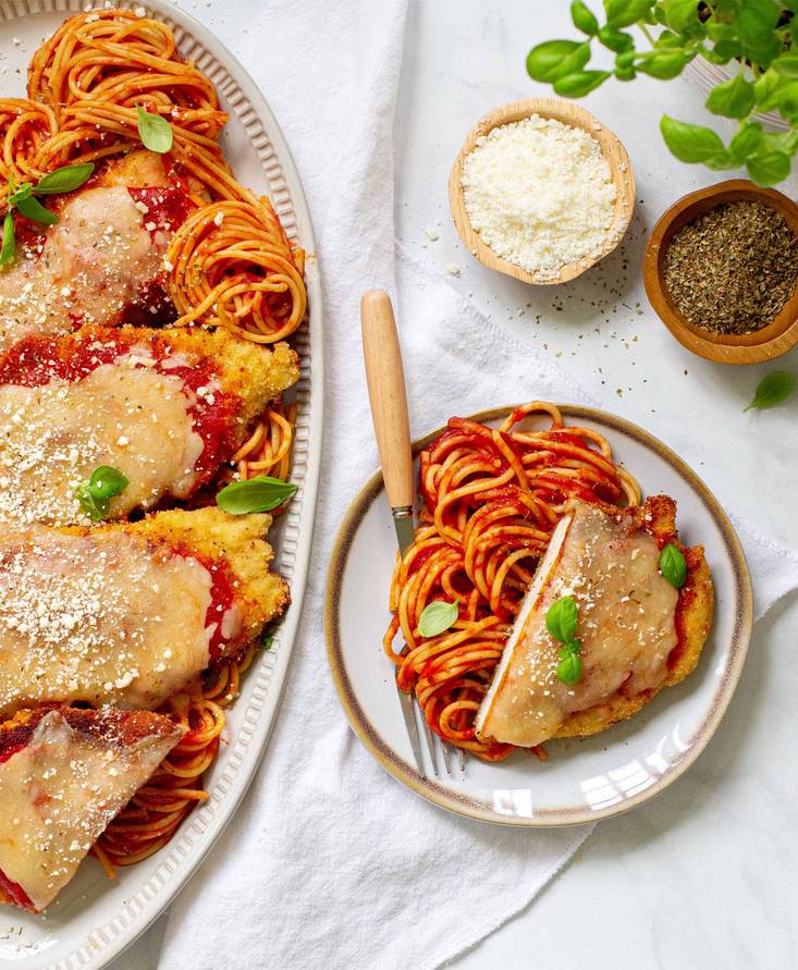 Chicken Parmesan and Spaghetti