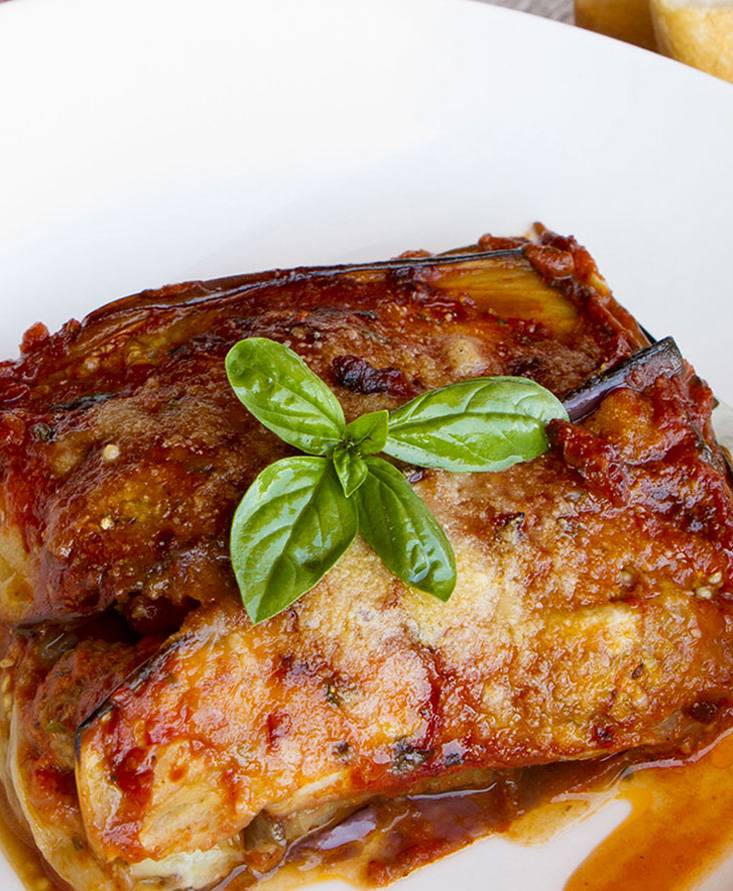 Eggplant Parmesan With Tiny Veal Meatballs