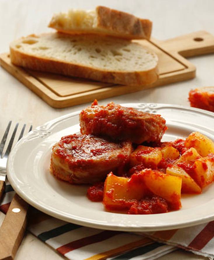 Filetto di maiale con paprika bacon e pomodoro