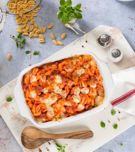 Gnocchetti sardi al forno con sugo piccante di salsiccia e provola