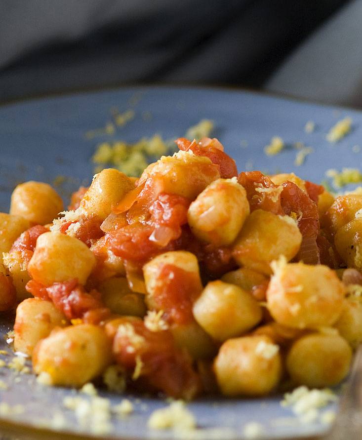 Gnocchi, tomato cubes and lemon