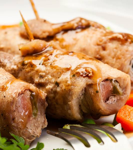 Veal rolls with ham and cheese