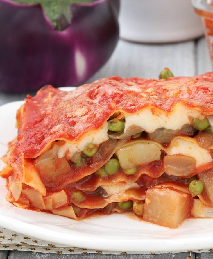 Lasagne melanzane e piselli