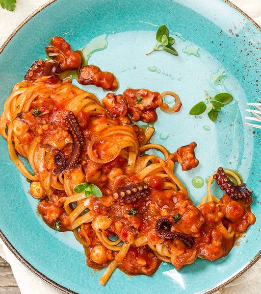 Linguine al ragù di polpo