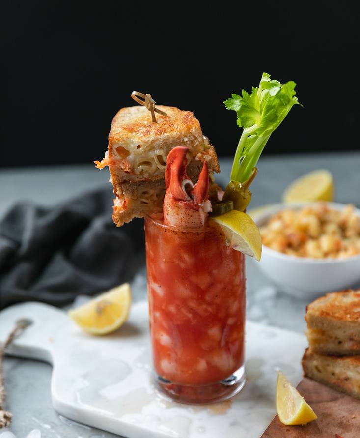 Old Bay Bloody Mary With Lobster Mac and Cheese Grilled Cheese