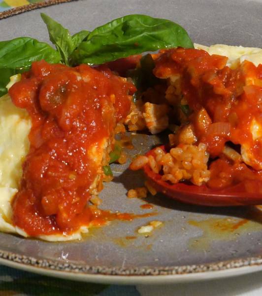 チキンとトマトソースのオムライス