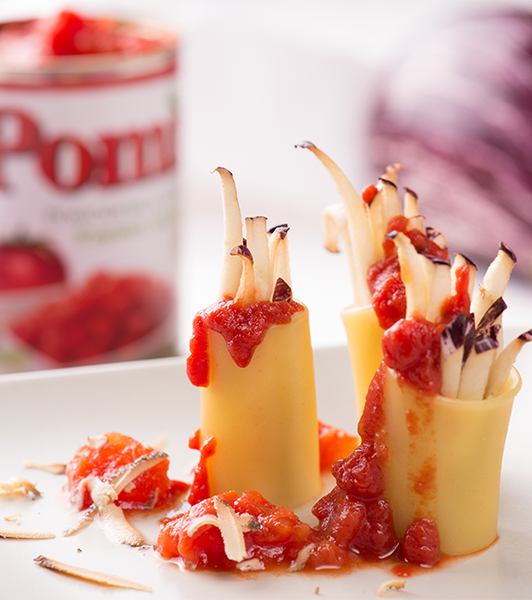 Paccheri ripieni di sugo alle melanzane e ricotta affumicata