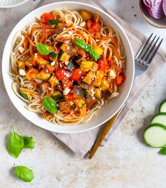 Pasta con ratatouille