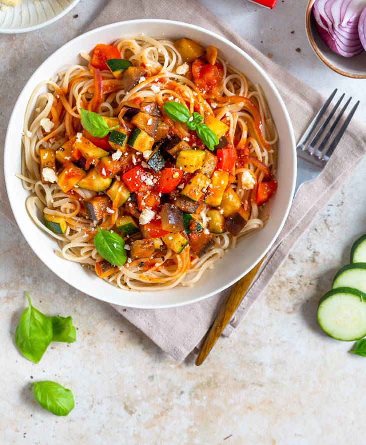 Pasta con ratatouille
