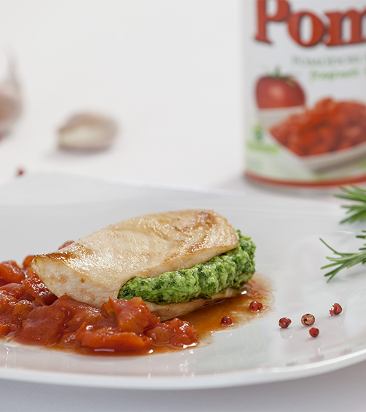 Pollo ripieno di pesto e pomodorini