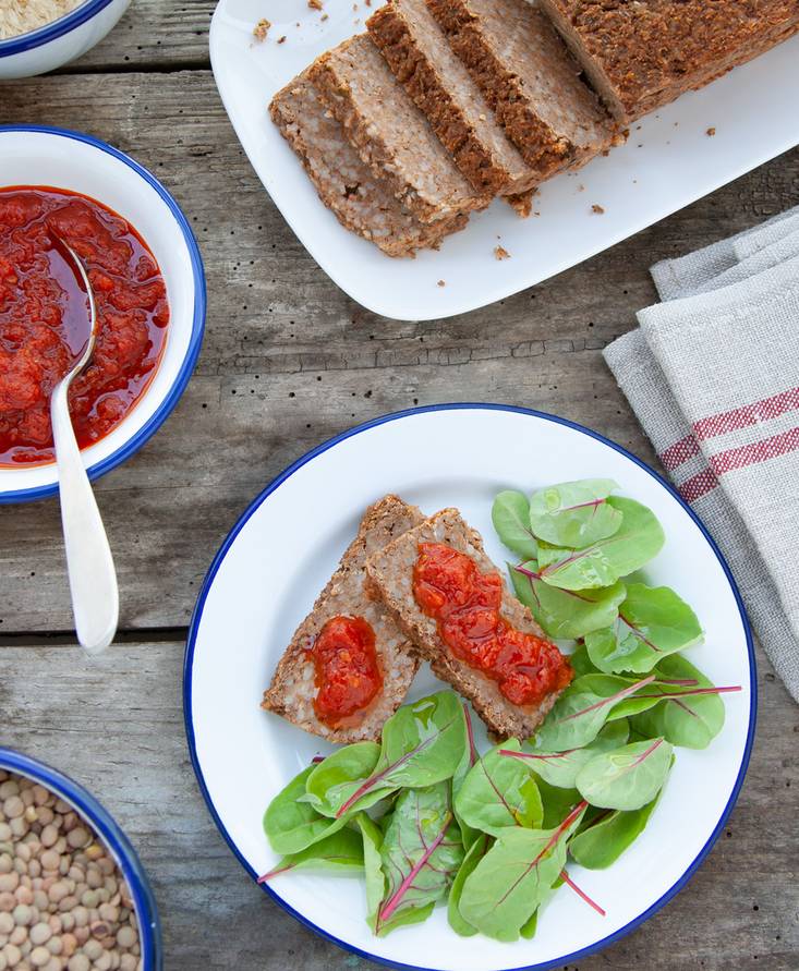 Polpettone vegetariano di lenticchie e riso