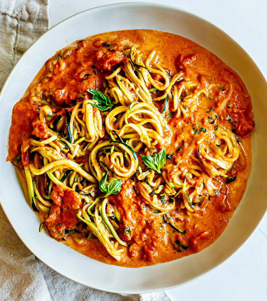 Zucchini Noodles with Creamy Tomato Basil Sauce