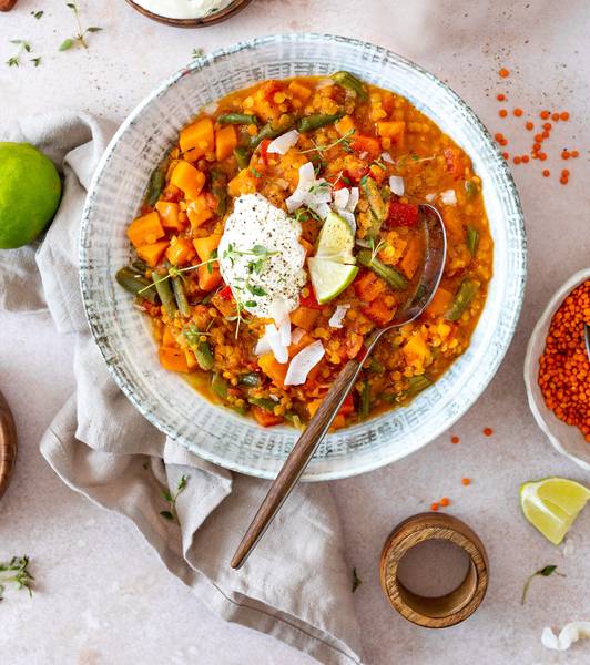 Süßkartoffel-Linsen-Eintopf