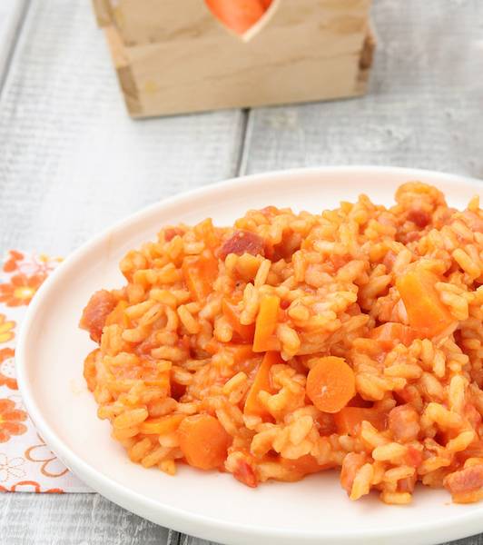 Riso carote e pancetta