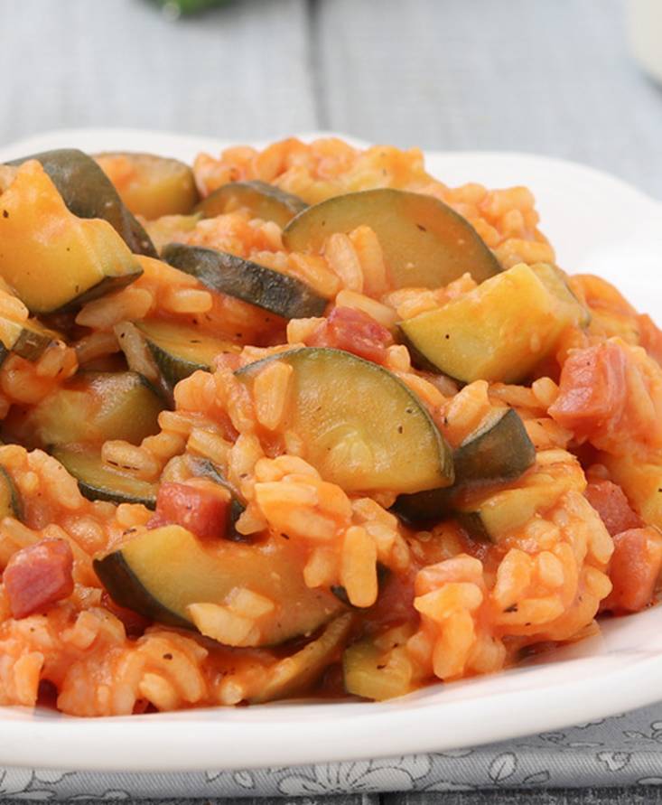 Risotto zucchine e pancetta