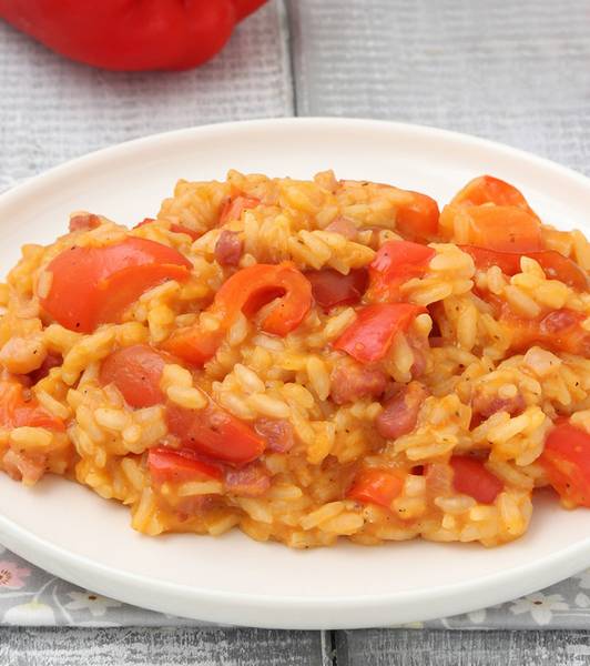 Risotto peperoni e pancetta
