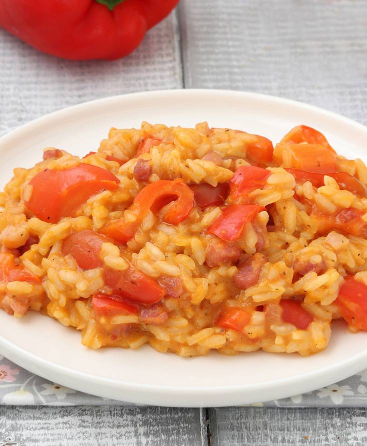 Risotto peperoni e pancetta
