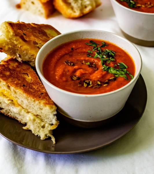 Roasted Tomato Soup with Spiced Chili Oil