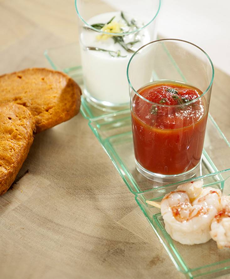 Sablè con ricotta stagionata e riduzione di pomodoro