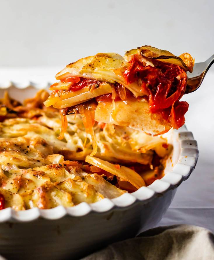 Saucy Tomato and Potato Gratin