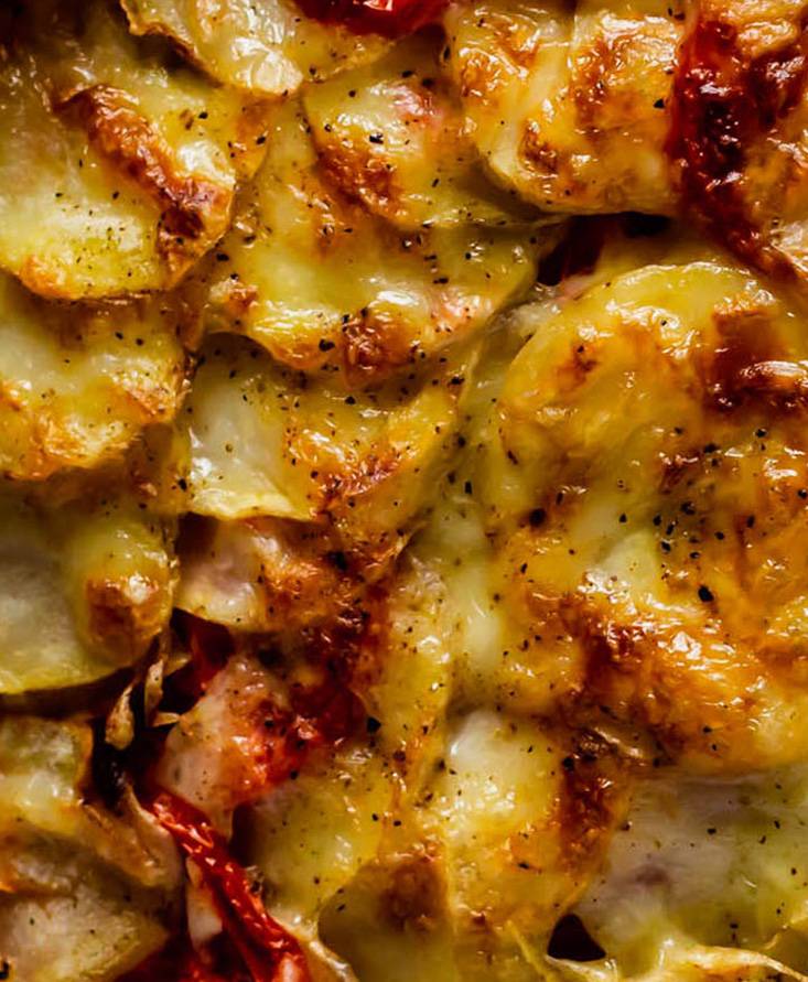 Saucy Tomato and Potato Gratin