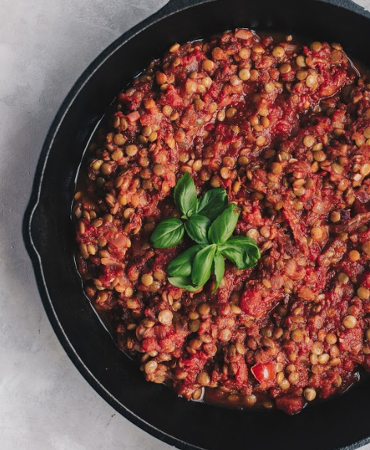 Boloñesa de lentejas vegana