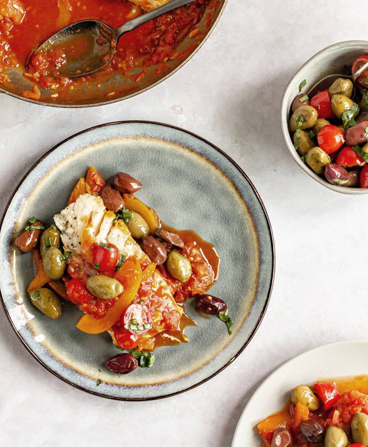 Simmered Fish with Olives and Tomatoes