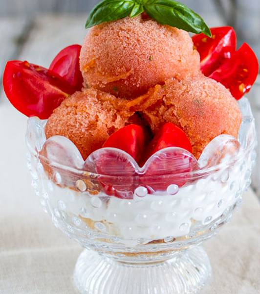 Sorbetto al pomodoro e basilico