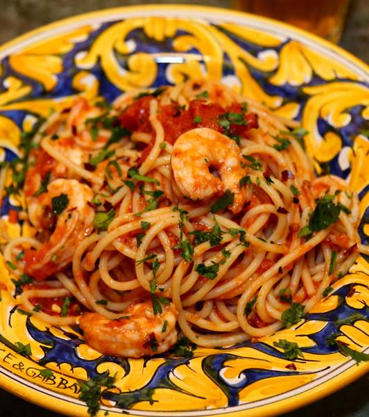 Spaghetti with Spicy Shrimp Sauce