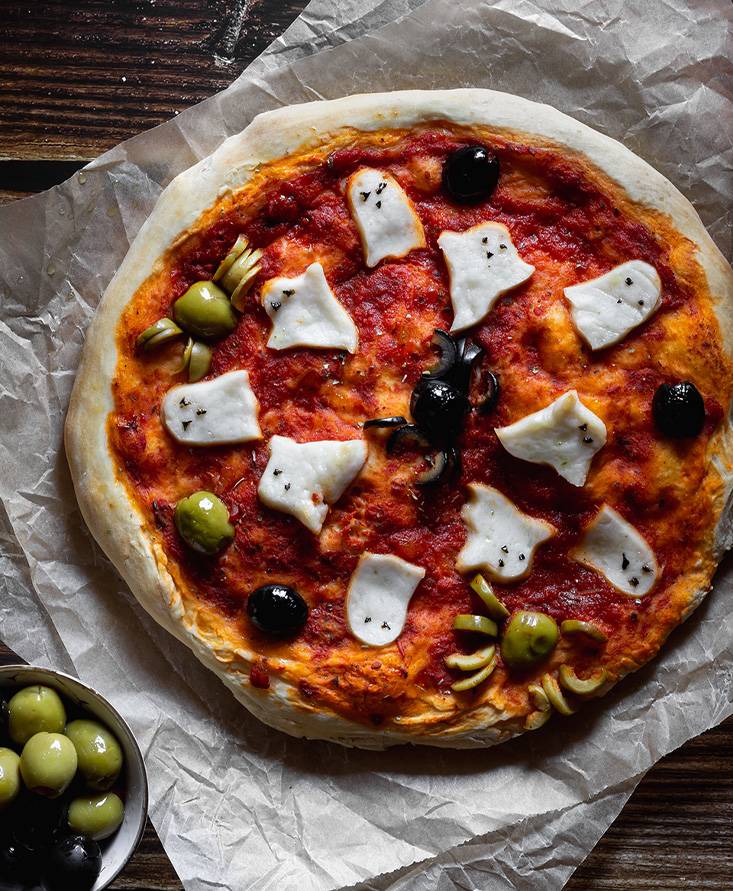 Spooky Vegan Ghost Pizza
