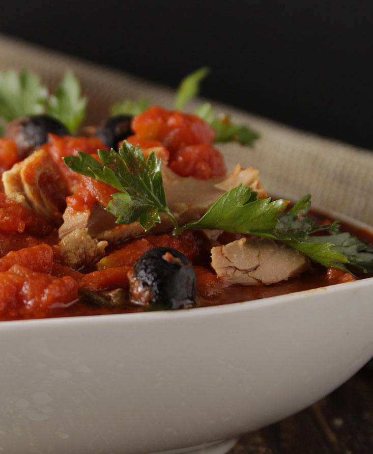 Capers, olives and tuna sauce