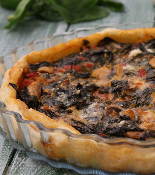Torta salata funghi e spinaci