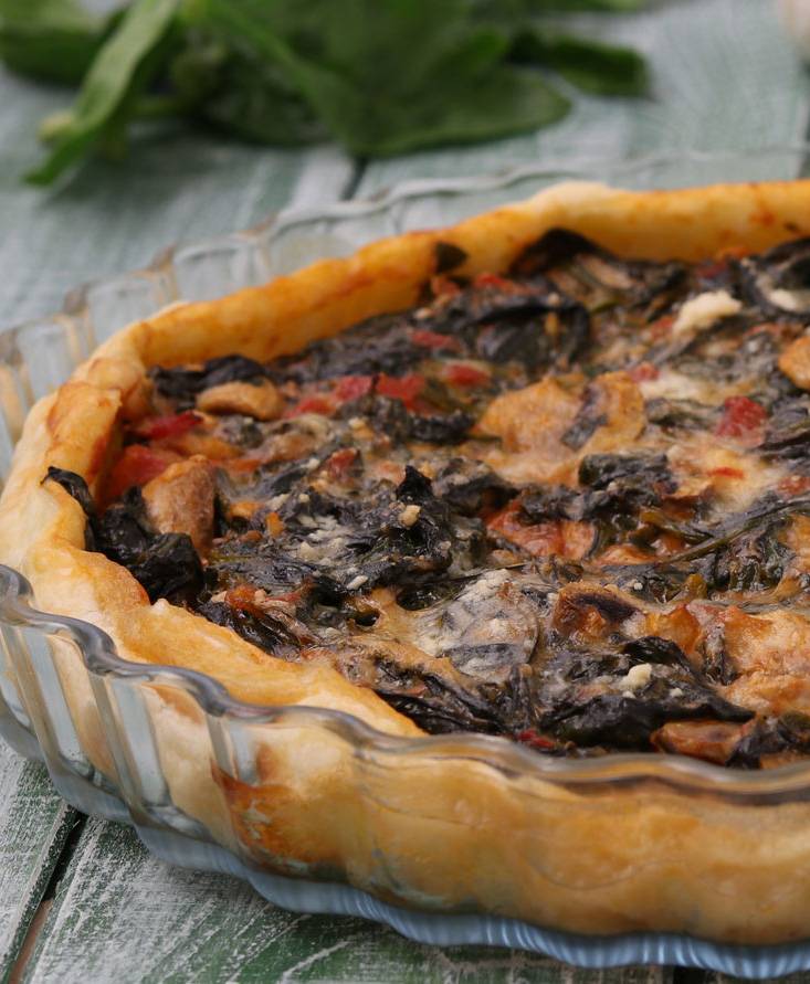 Torta salata funghi e spinaci