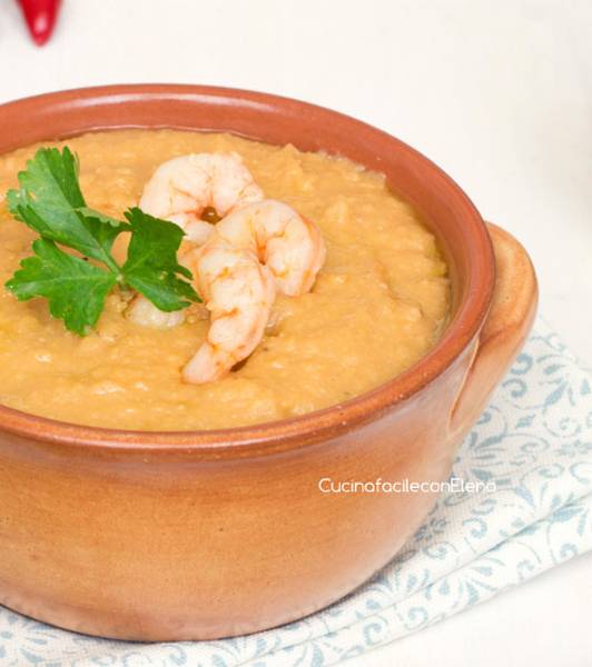 Vellutata di ceci e gamberi