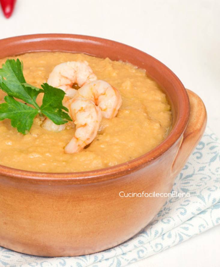 Vellutata di ceci e gamberi