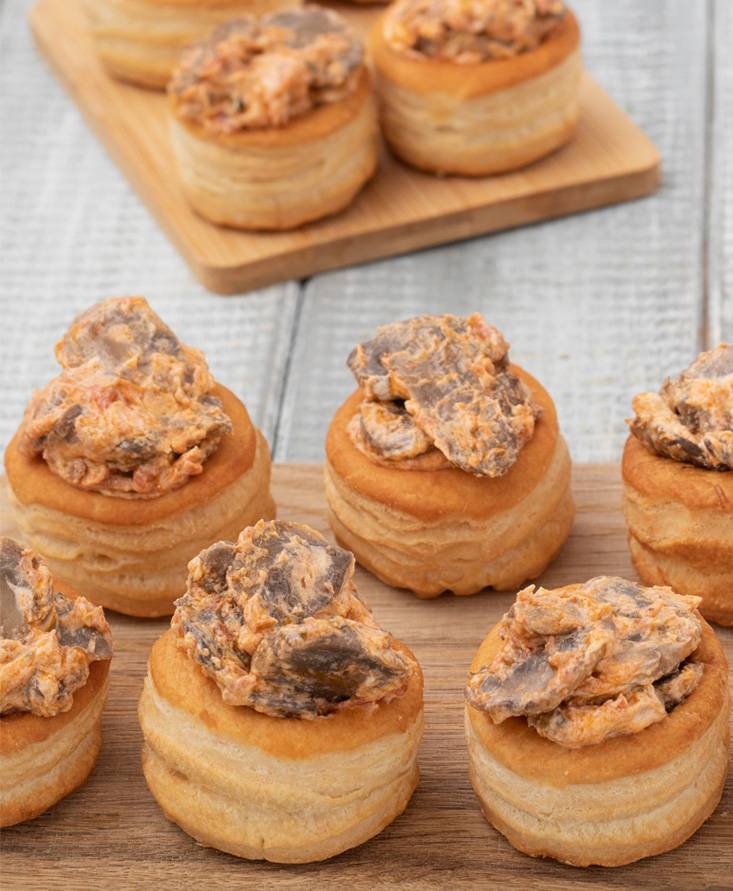 Vol au vent ai funghi e robiola