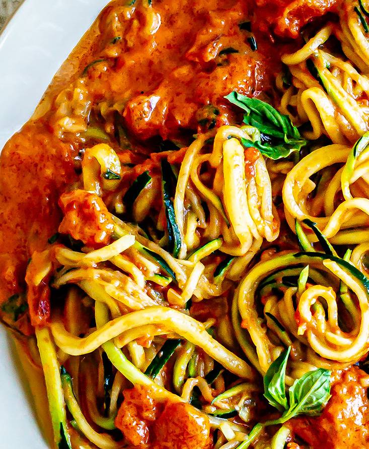 Zucchini Noodles with Creamy Tomato Basil Sauce